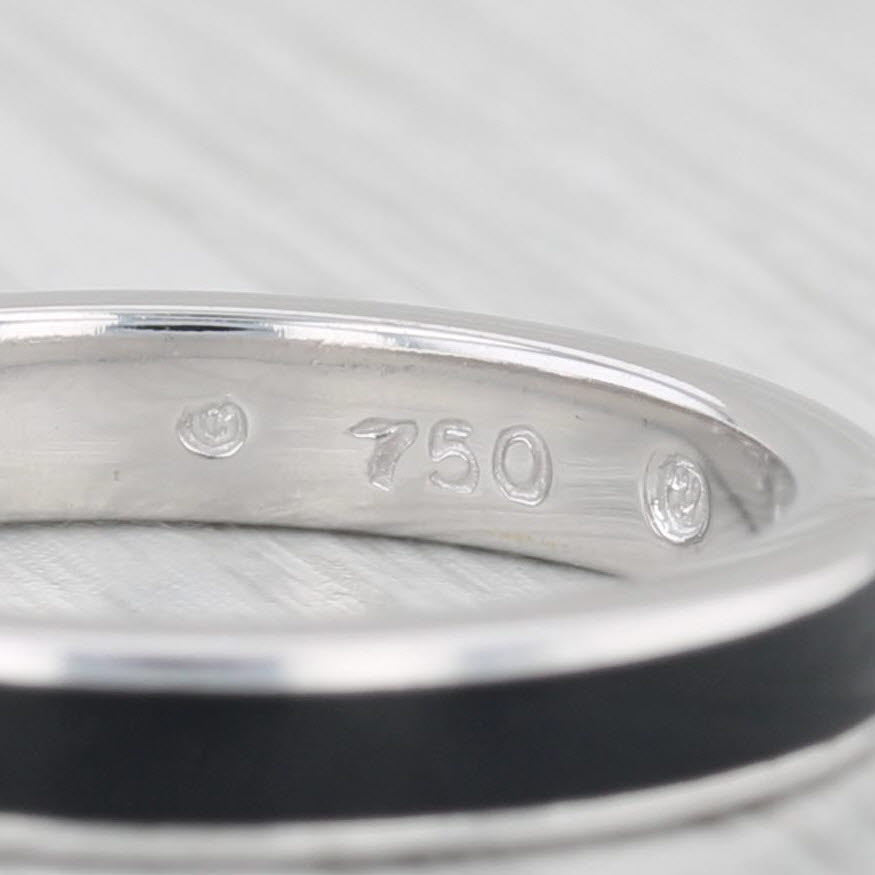Light Gray Hidalgo Black Enamel Ring 18k White Gold Size 6.5 Stackable Band
