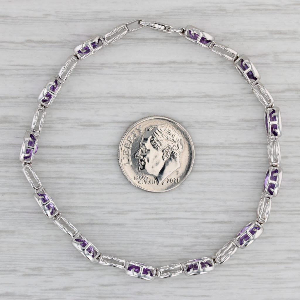 Gray 2.75ctw Amethyst Bracelet 14k White Gold 7” 5.6mm