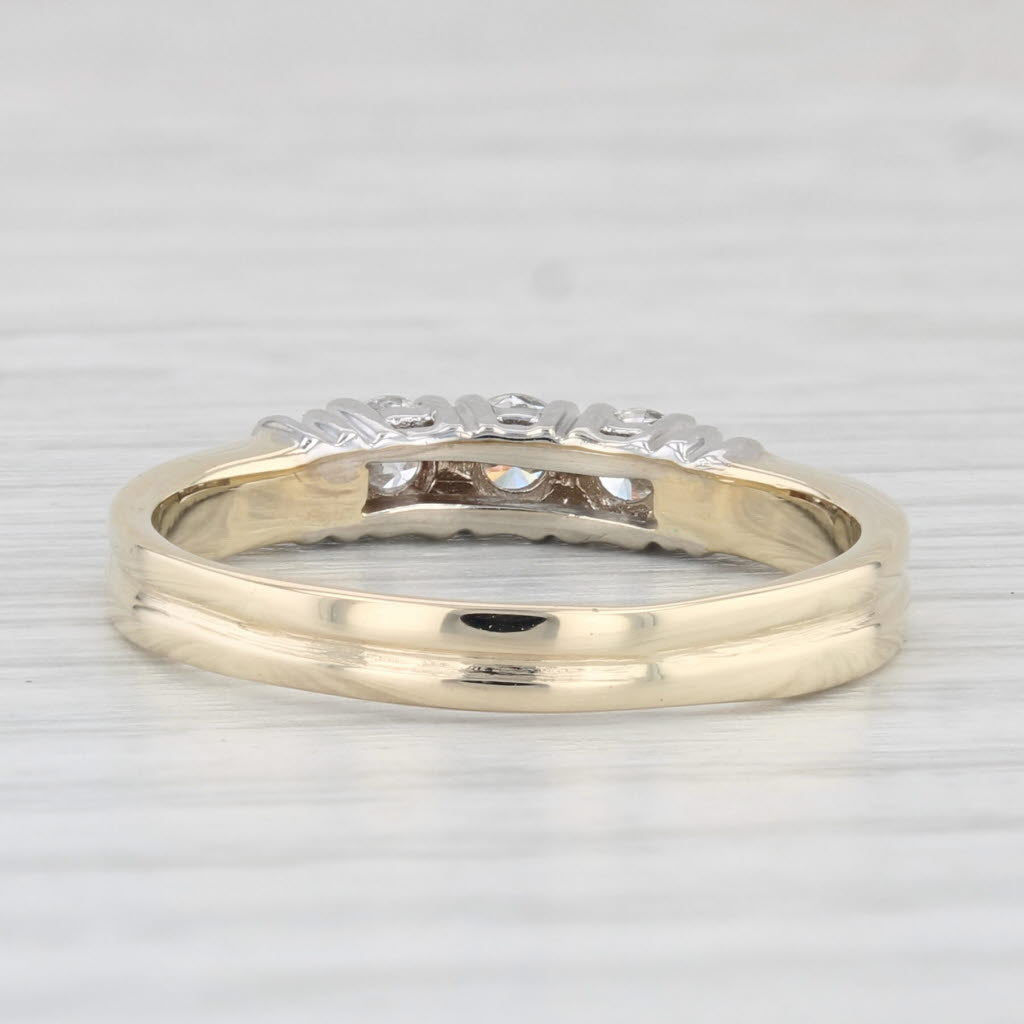 Light Gray 0.36ctw Diamond 3-Stone Ring 14k Yellow White Gold Size 8.25 Wedding Band