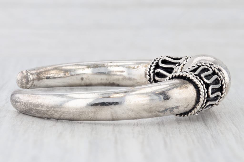 Light Gray Vintage Cuff Bracelet Sterling Silver Statement 6.5"