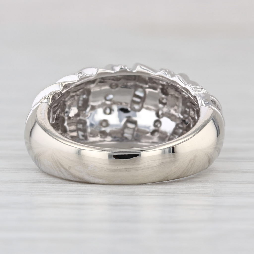 0.97ctw Scalloped Diamond Ring 14k White Gold Anniversary Band Size 6