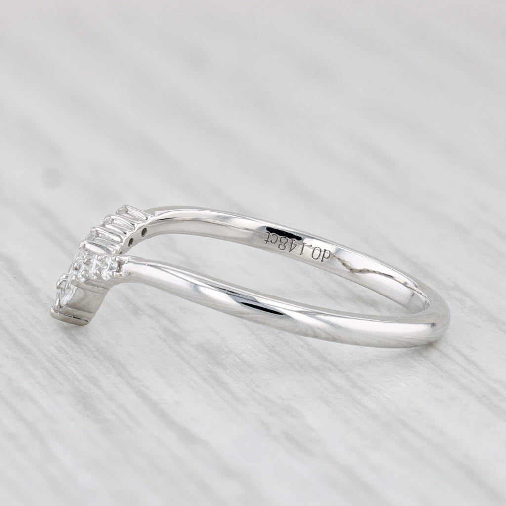 Light Gray New Contoured 0.15ctw Diamond Ring 14k White Gold Wedding Band Guard Size 6.75