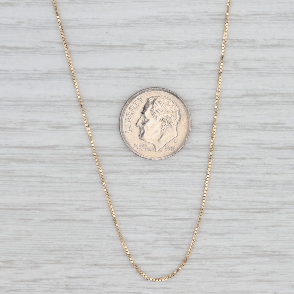 Light Gray Box Chain Necklace 14k Yellow Gold 18" 0.8mm