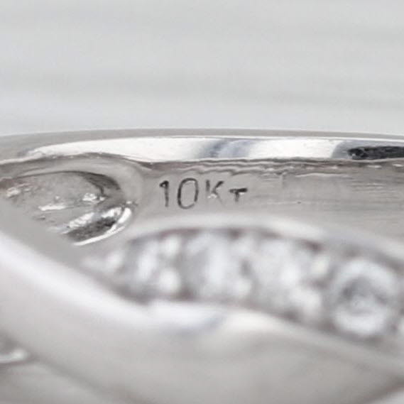 0.12ctw Diamond Woven Wedding Band 10k White Gold Size 5.75 Stackable Ring