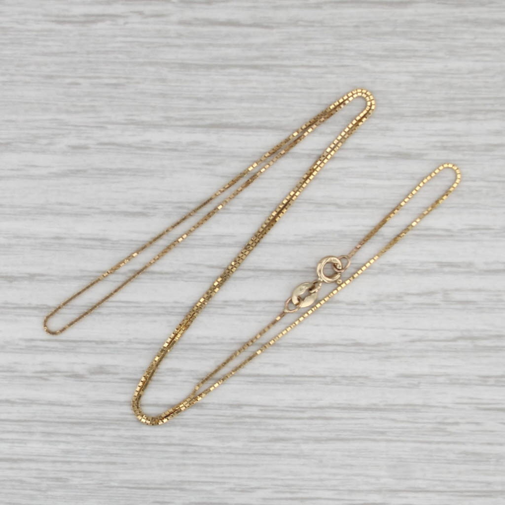 Box Chain Necklace 14k Yellow Gold 18" 0.8mm