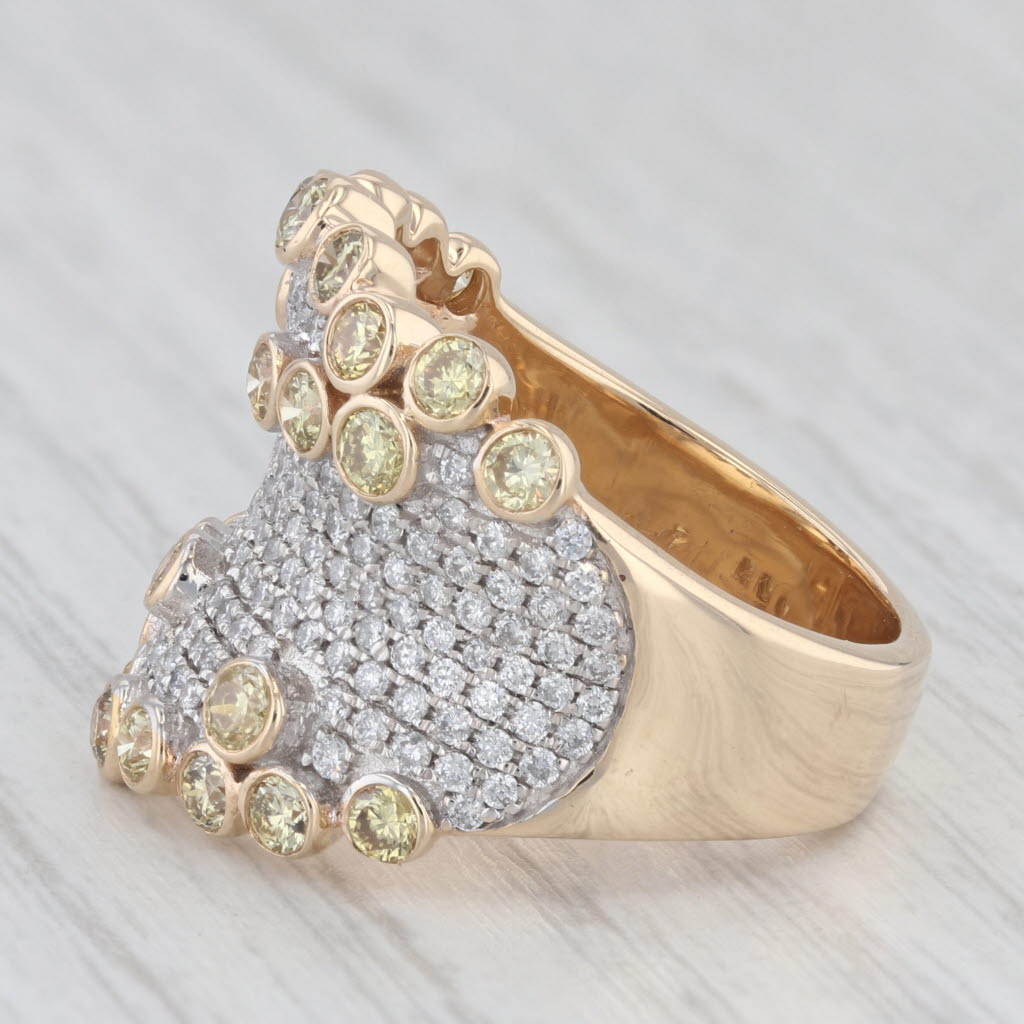 Light Gray Kallati 2.08ctw White Yellow Pave Diamond Ring 14k Yellow Gold Size 7.75