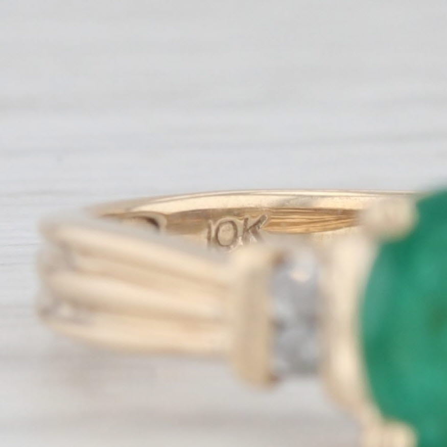 Light Gray 0.81ctw Oval Emerald Diamond Ring 10k Yellow Gold Size 7