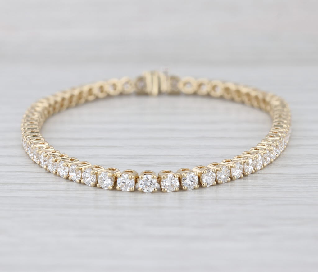 New 5.29ctw Lab Grown Diamond Tennis Bracelet 14k Yellow Gold 7" 3mm VS2 F-H
