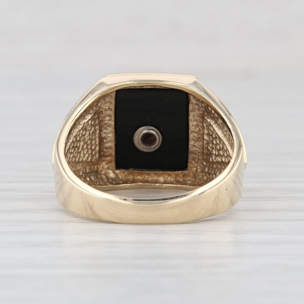 Onyx Masonic Signet Ring 10k Gold Size 10 Blue Lodge Square Compass