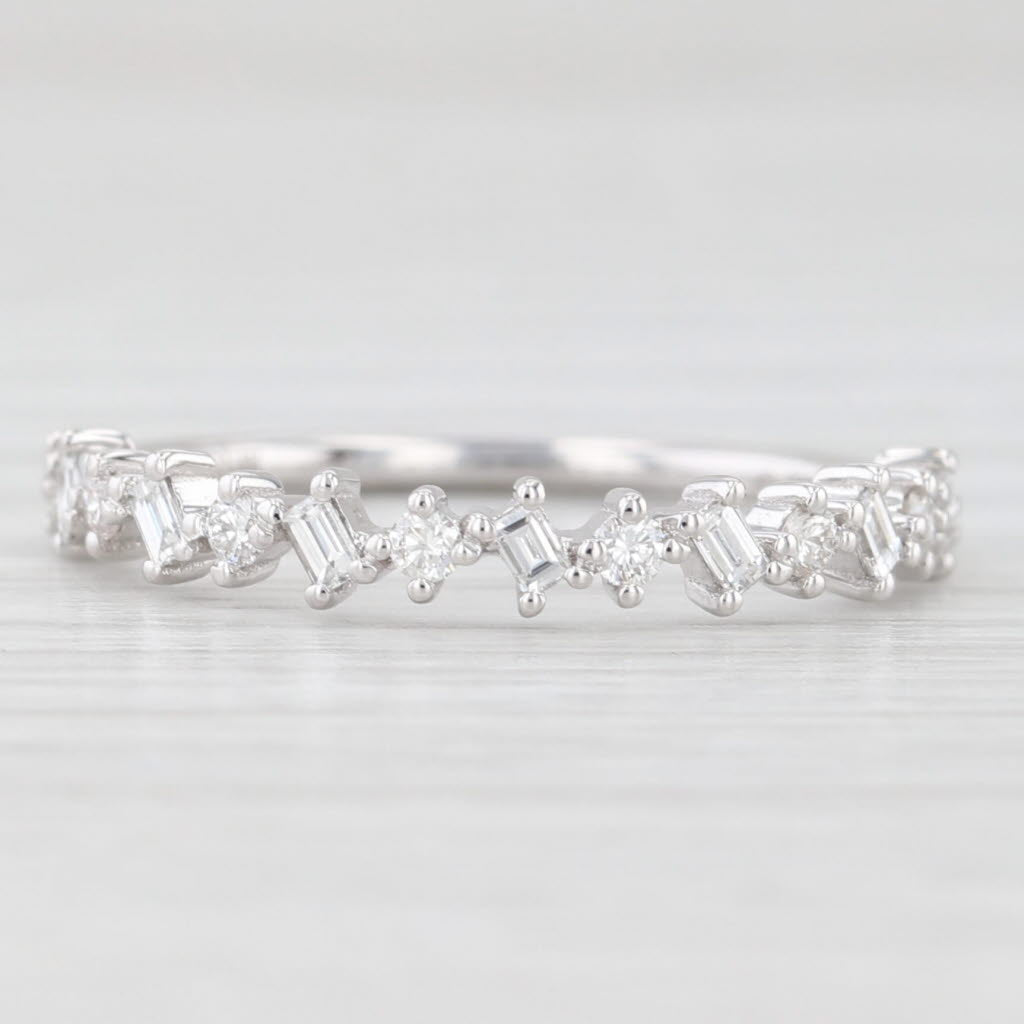 Light Gray New 0.30tw Diamond Wedding Band 14k White Gold Stackable Anniversary Ring 6.5