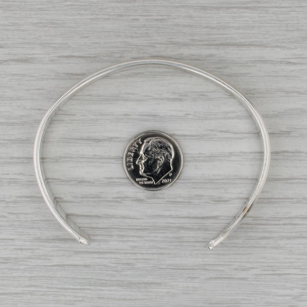 Vintage Beveled Ridged Cuff Bracelet Sterling Silver 7.25" 10.2mm