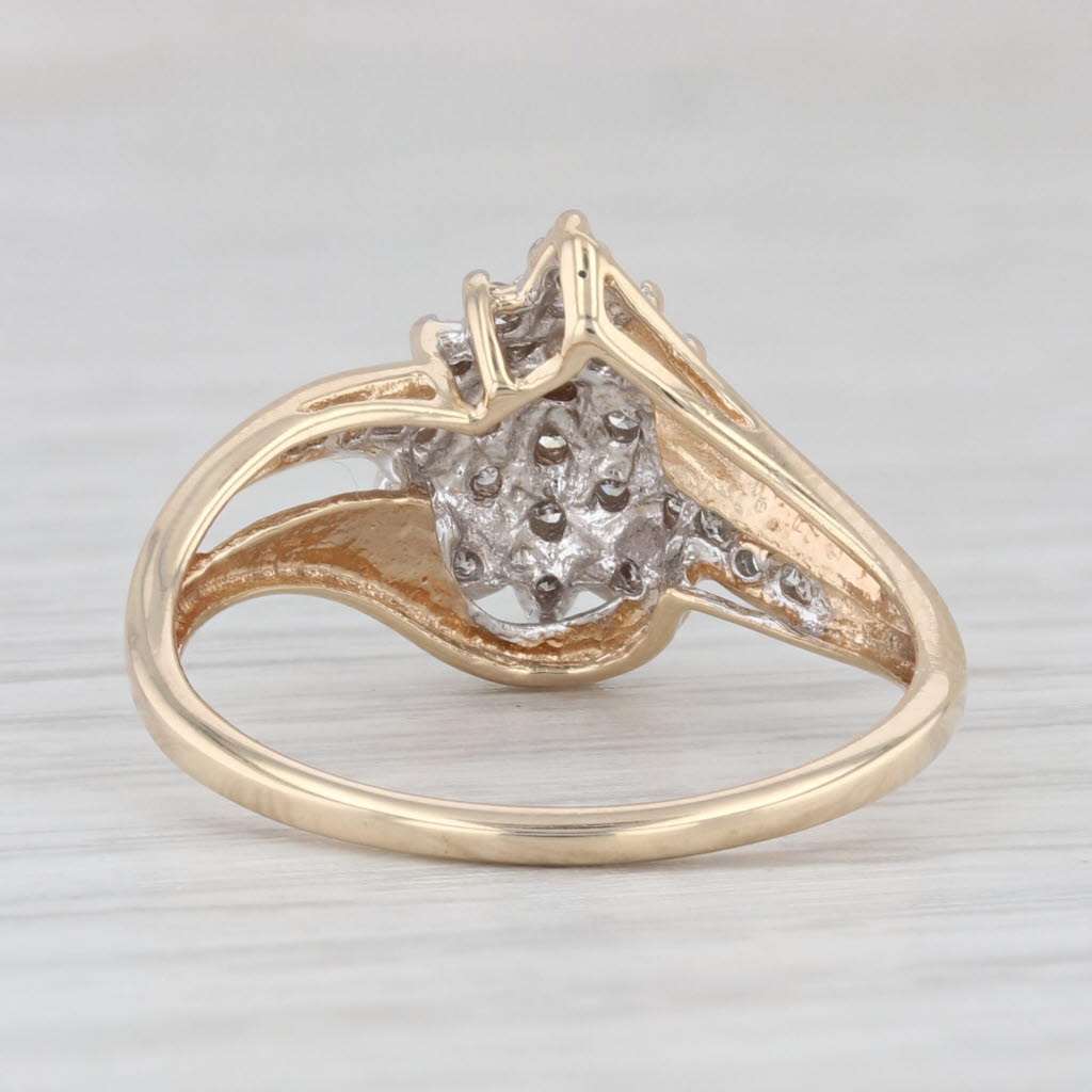 Light Gray 0.15ctw Diamond Cluster Bypass Ring 10k Yellow Gold Size 7 Engagement