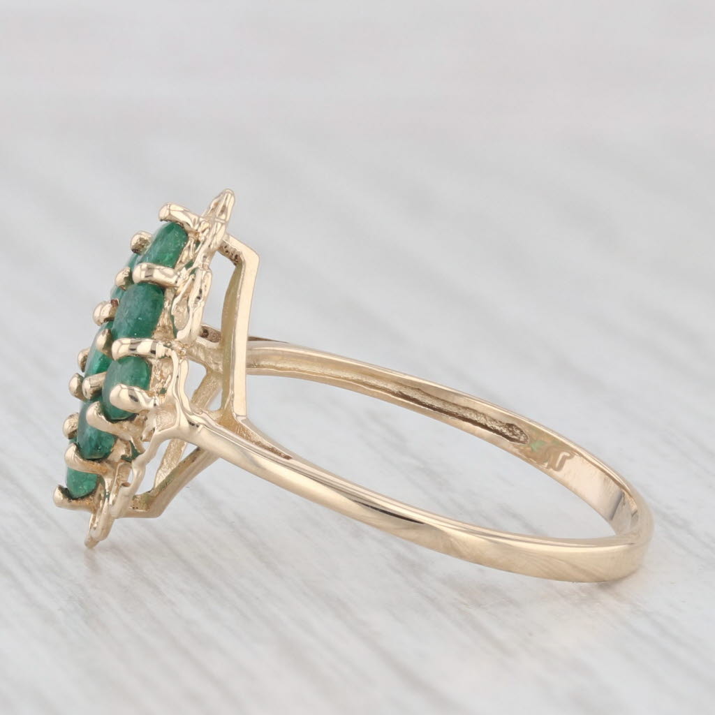 Light Gray 0.65ctw Emerald Cluster Ring 10k Yellow Gold Heart Halo Size 7