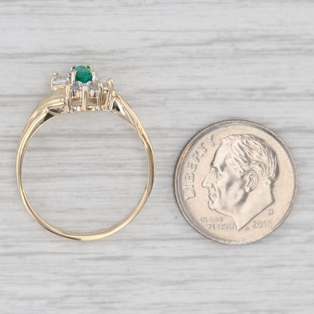 Light Gray 0.34ctw Lab Created Emerald Diamond Ring 10k Yellow Gold Size 8.25