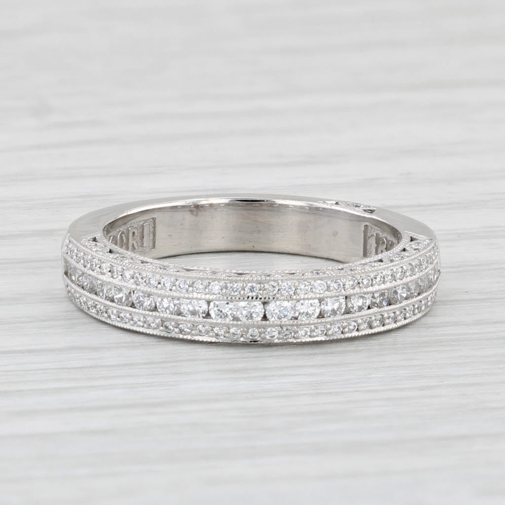Light Gray New Tacori 0.53ctw Diamond Wedding Band 18k White Gold Size 6.5 Anniversary Ring