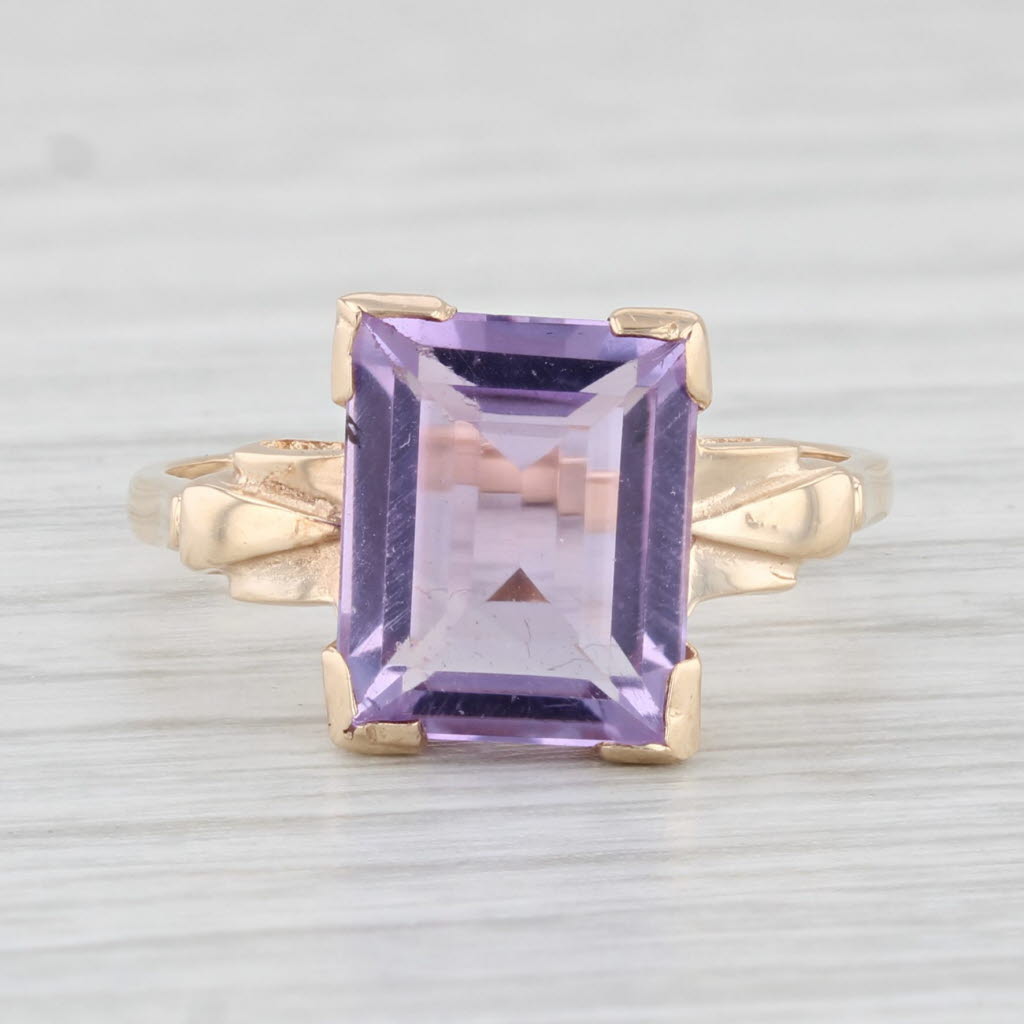 Light Gray 2.70ct Amethyst Solitaire Ring 10k Yellow Gold Size 6.25