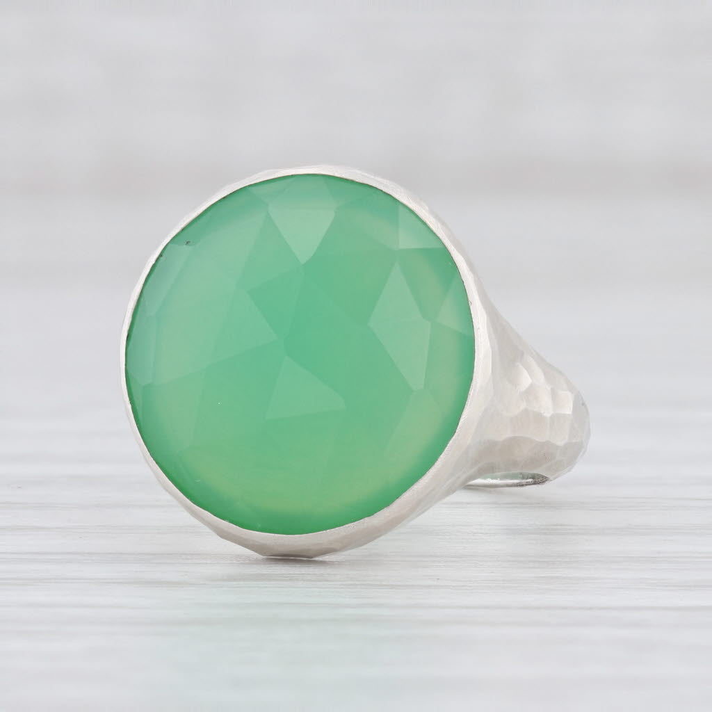 New Nina Nguyen Green Chrysoprase Ring Balance Sterling Silver Hammered Size 7