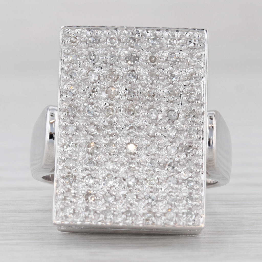 Gray 0.40ctw Diamond Statement Cocktail Ring 14k White Gold Size 9.25