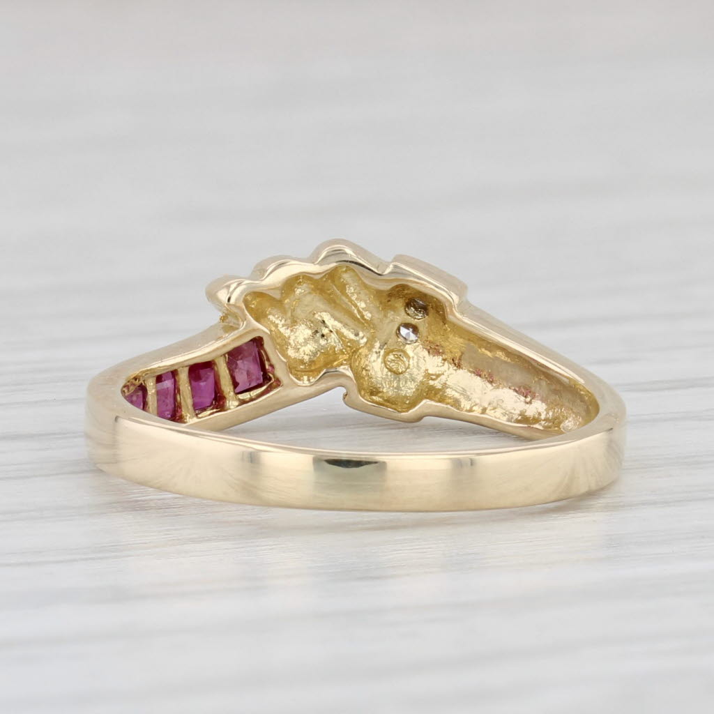 Light Gray 0.28ctw Ruby Diamond Contoured V Ring 14k Yellow Gold Size 4.75