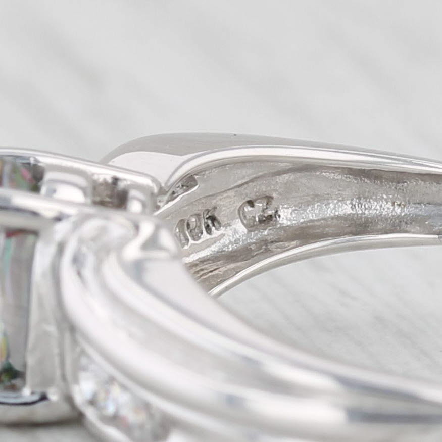 Light Gray 1.10ctw Mystic Topaz Cubic Zirconia Ring 10k White Gold Size 6.75 Oval Solitaire