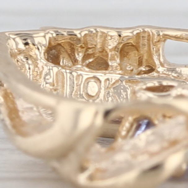 0.11ctw Tanzanite Diamond Heart Pendant 10k Yellow Gold