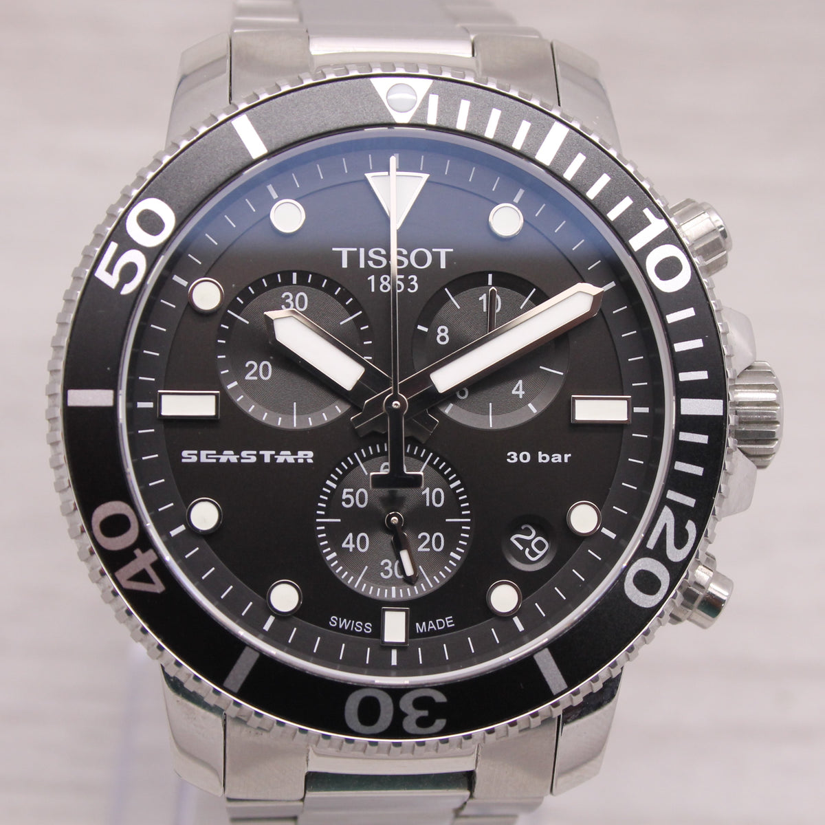 Tissot Seastar 45mm Stainless Steel Mens Quartz Chronograph Watch T120