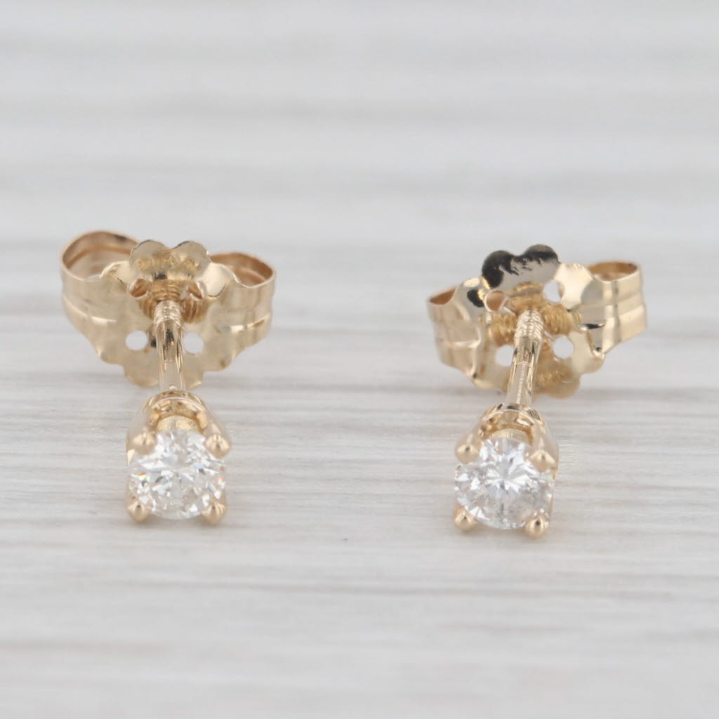 Light Gray Small 0.13ctw Diamond Solitaire Stud Earrings 14k Yellow Gold