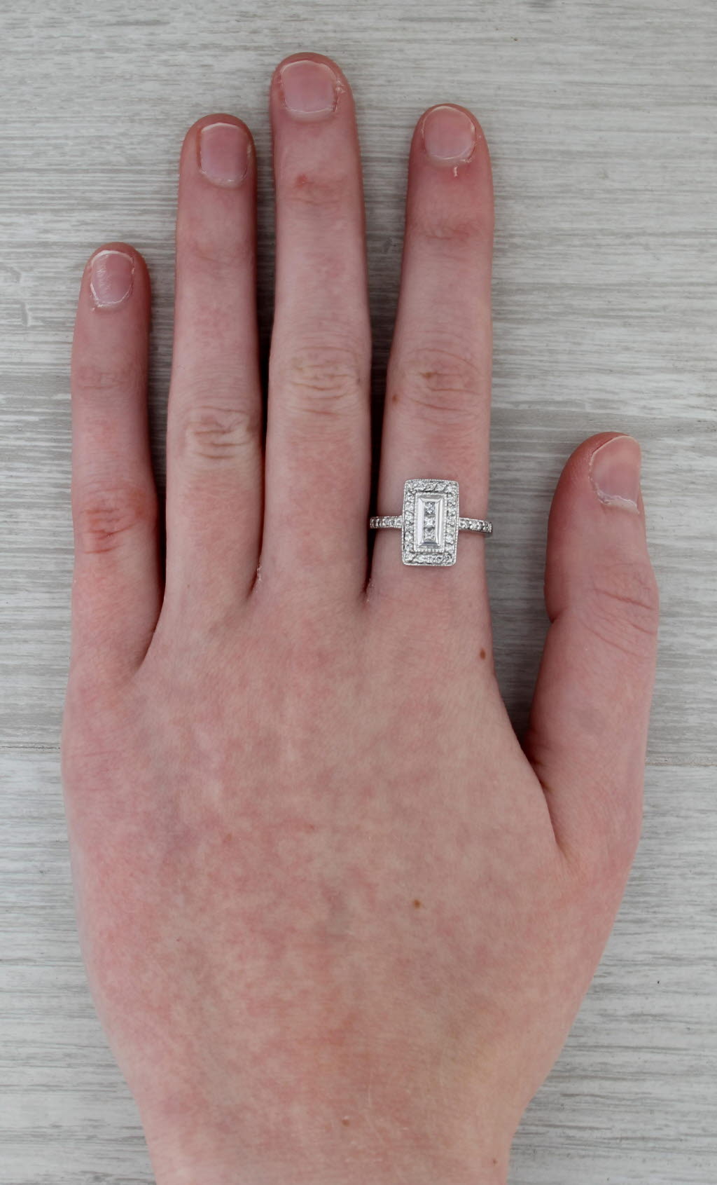 0.35ctw Diamond Halo Ring 14k White Gold Size 7