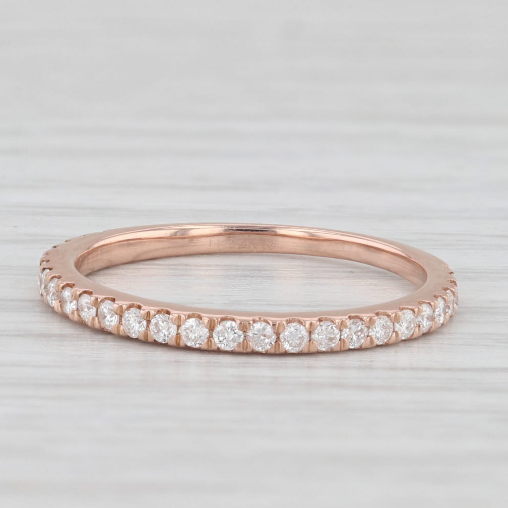 Light Gray 0.33ctw Diamond Wedding Band 14k Rose Gold Size 6.25 Stackable Anniversary