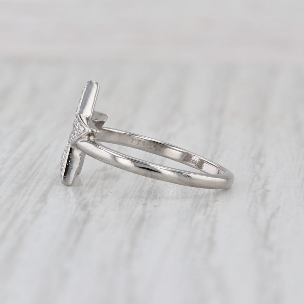 Tiffany & Co Diamond Open Star Ring 950 Platinum Size 6