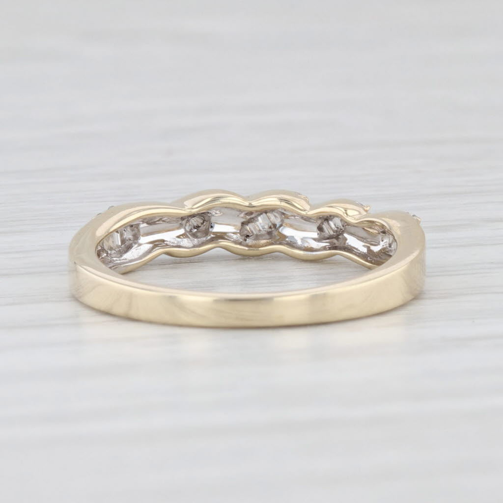 Light Gray 0.14ctw Diamond Twist Ring 10k Yellow Gold Wedding Anniversary Stackable Band