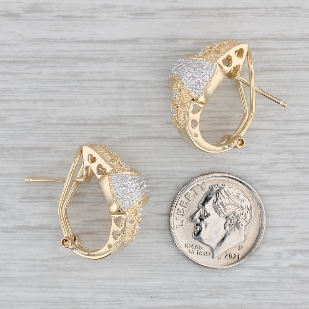 Gray 0.15ctw Diamond J-Hook Earrings 14k Gold Omega Back Drops