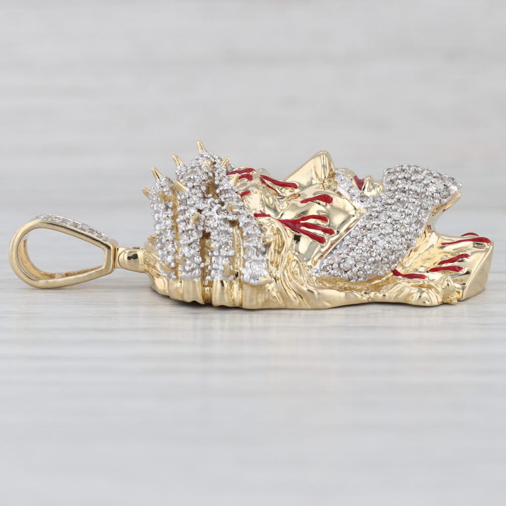 1.20ctw Diamond Jesus Crown of Thorns Pendant 10k Yellow Gold Large Statement