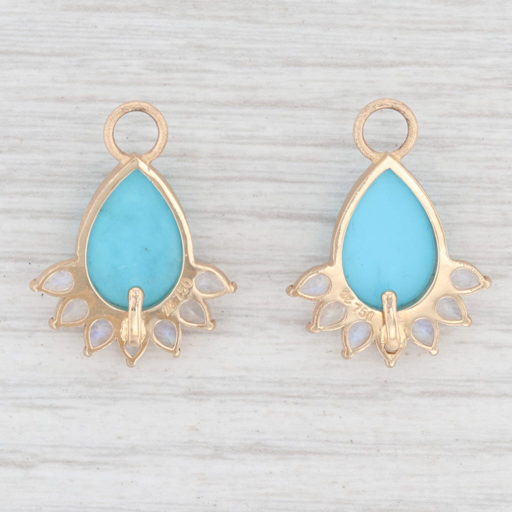 New Nina Wynn Earring Enhancer Charms Imitation Turquoise Moonstone 18k Gold