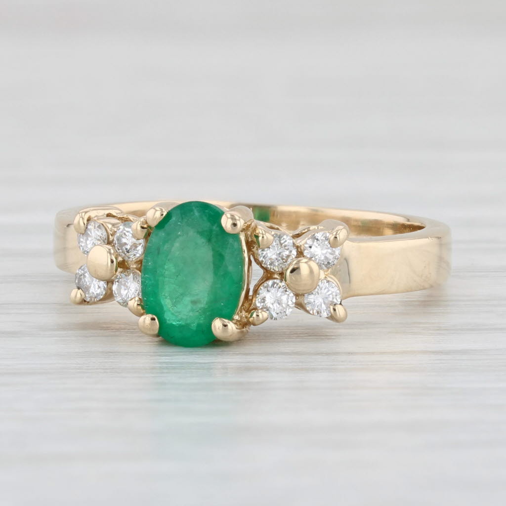 Light Gray 1ctw Oval Emerald Diamond Ring 14k Yellow Gold Size 7.25