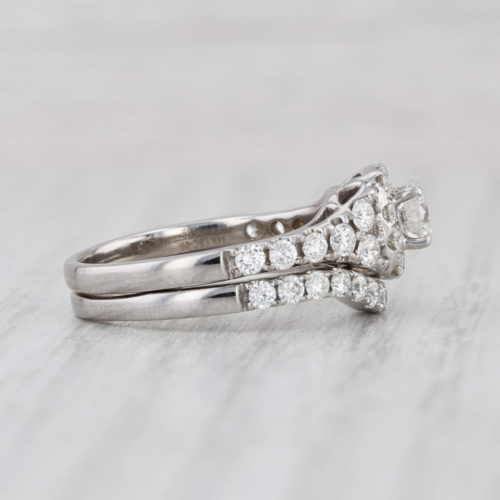 1.30ctw LEO Diamond Engagement Ring Wedding Band Bridal Set 14k White Gold Sz 7