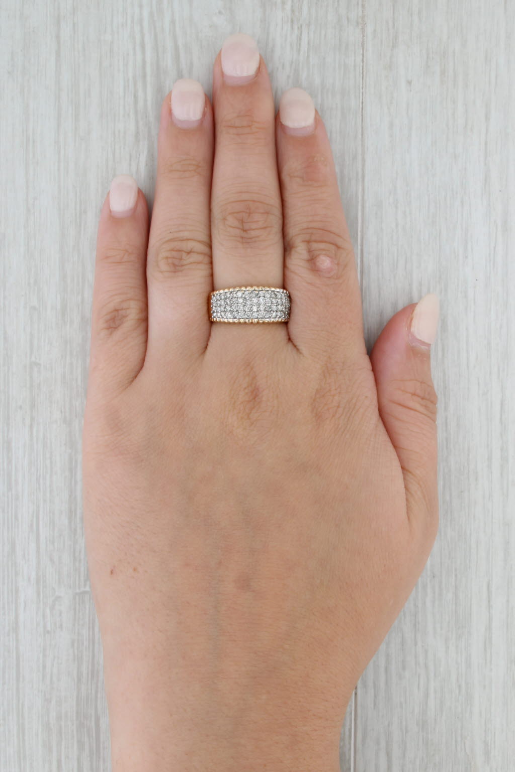 1ctw Pave Diamond Ring 14k Yellow Gold Size 8 Anniversary Band