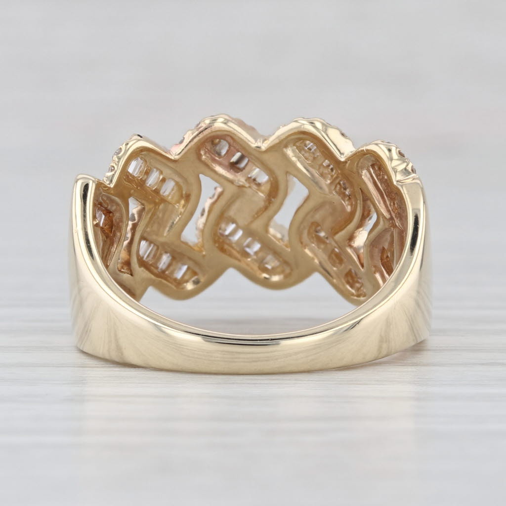 1.23ctw Diamond Crosshatch Woven Ring 10k Yellow Gold Size 10 Cocktail