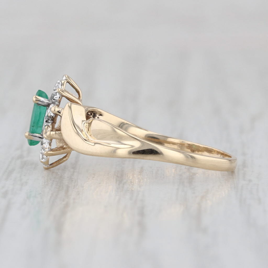 0.25ct Marquise Emerald Diamond Halo Ring 10k Yellow Gold Size 7