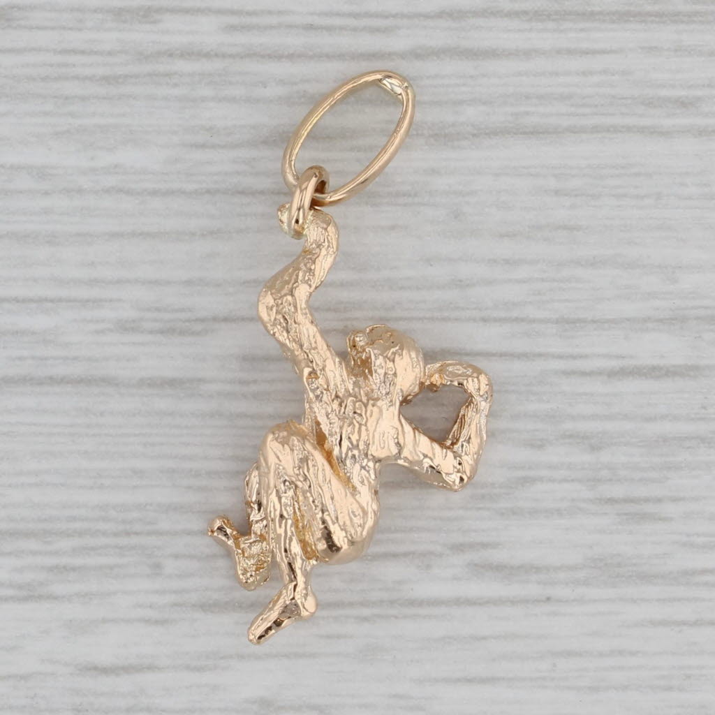 Gray Monkey Pendant 18k Yellow Gold 3D Figural Charm