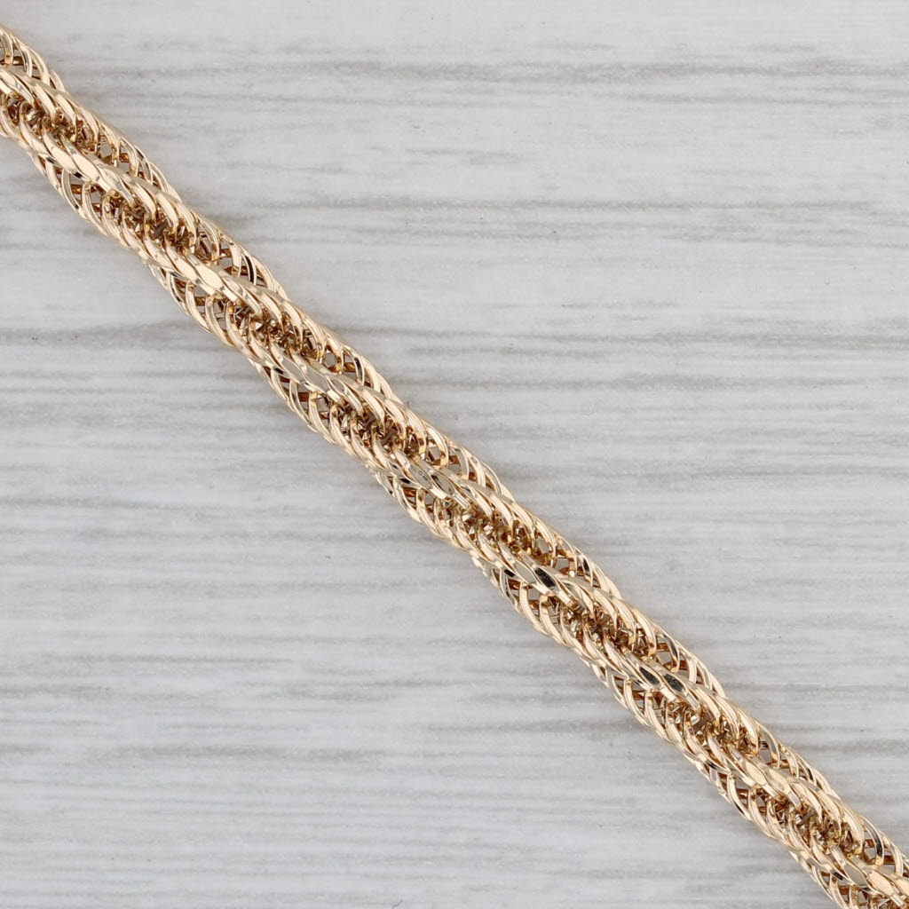 Gray Woven Rope Chain Bracelet 14k Yellow Gold 7" 3.8mm