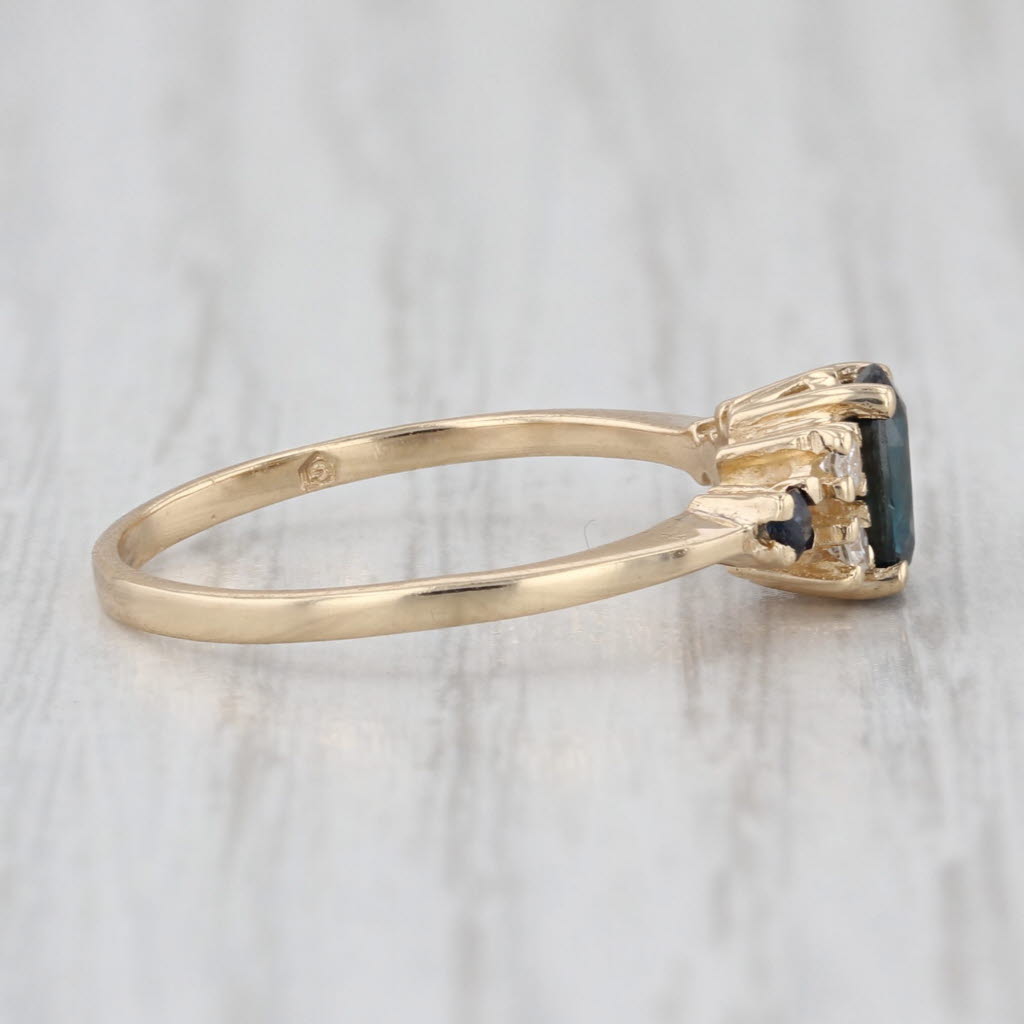 0.79ctw Blue Sapphire Diamond Ring 14k Yellow Gold Size 5.75