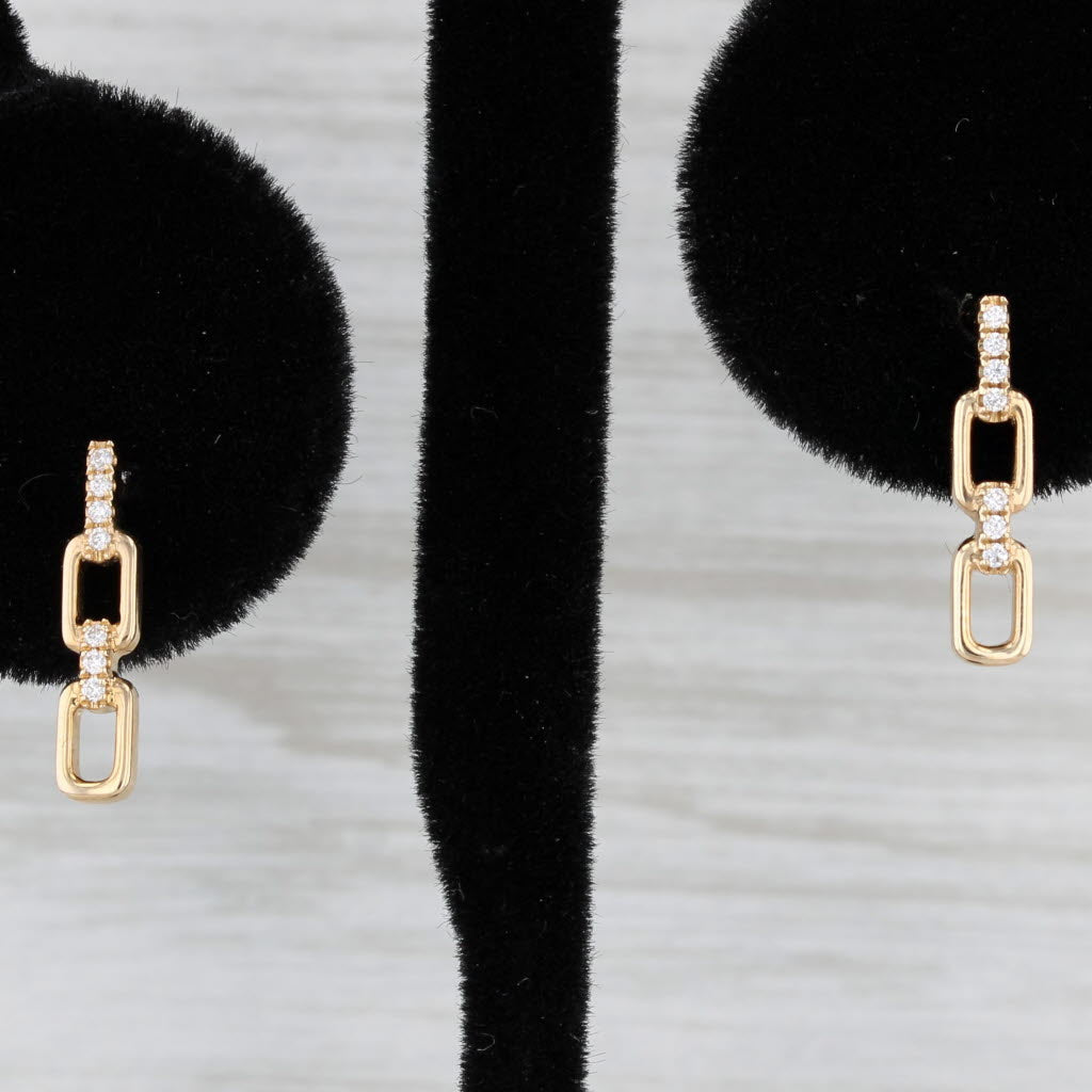 Gray New Diamond Accented 3-Ring Drop Earrings 14k Yellow Gold Studs