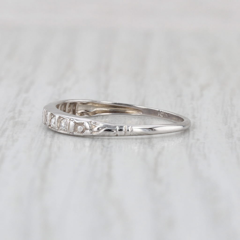 Art Deco 0.10ctw Diamond Wedding Band Stackable Ring 18k White Gold Size 7