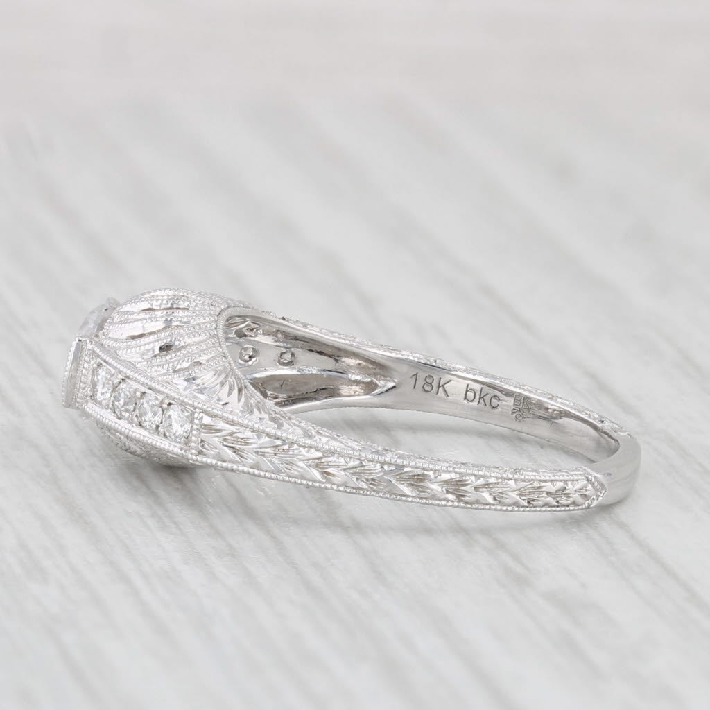 Light Gray New Beverley K Round Semi Mount Diamond Ring 18k White Gold Size 6.5 Filigree