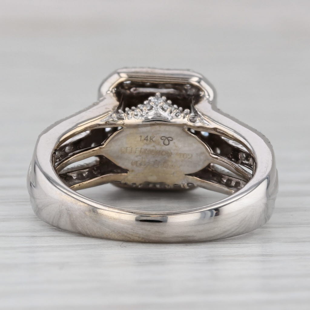 Gray 1.15ctw Diamond Halo Engagement Ring 14k White Gold Size 6.5 Bridal Celebration