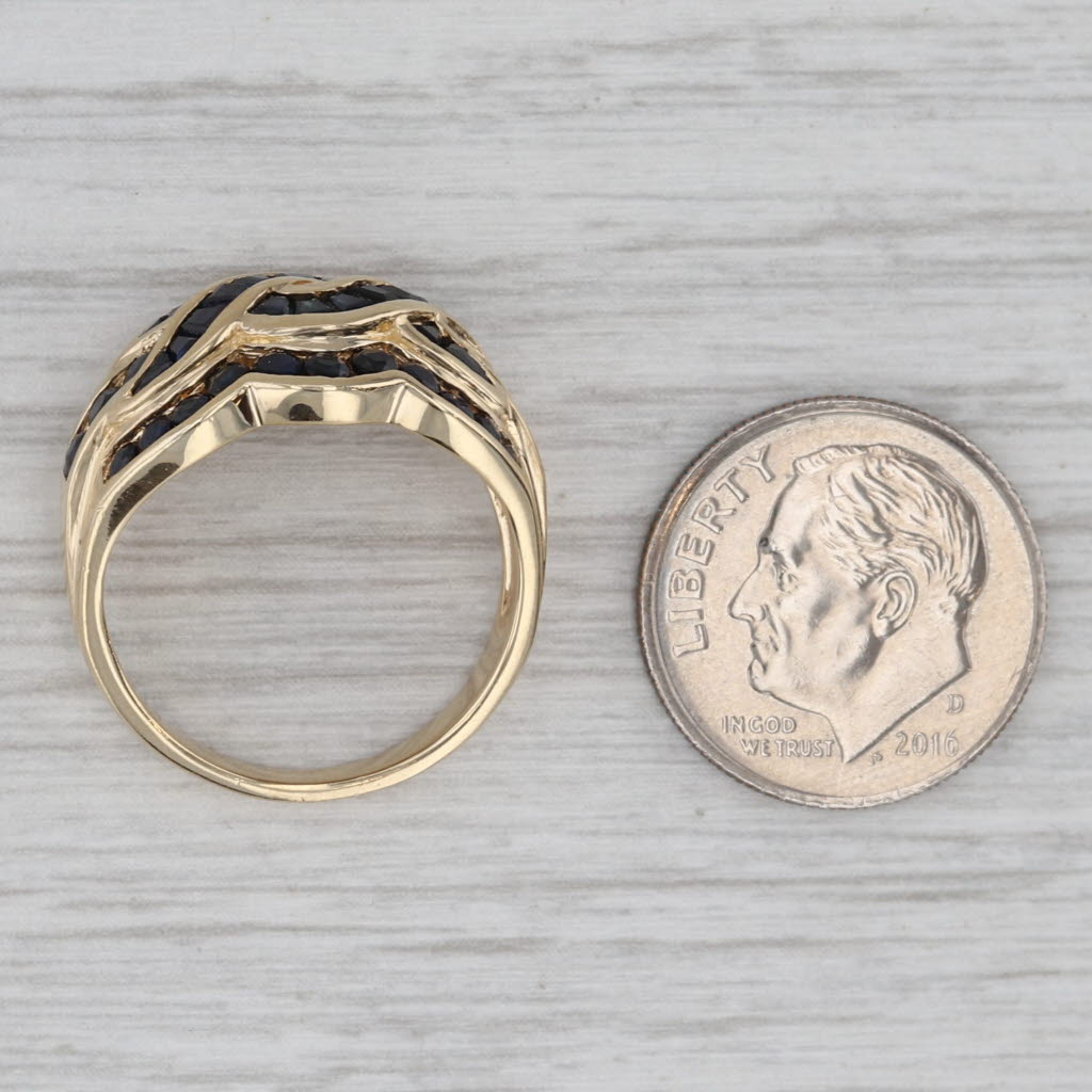 Gray 1.54ctw Blue Sapphire Knot Ring 10k Yellow Gold Size 7