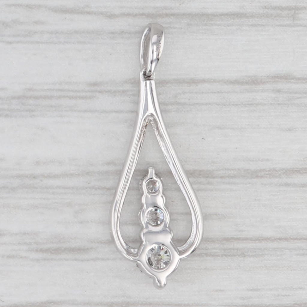 0.30ctw Diamond 3-Stone Teardrop Pendant 10k White Gold