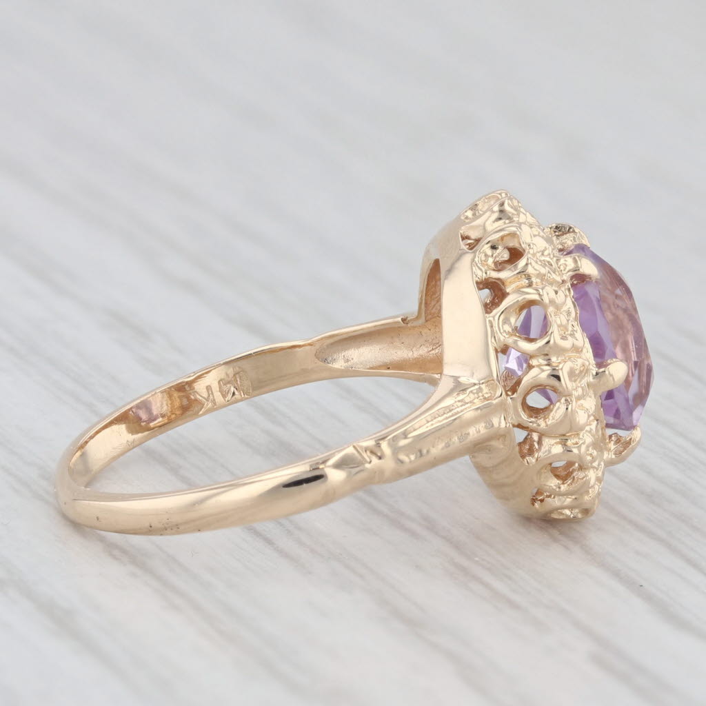 Light Gray 1.50ct Round Light Purple Amethyst Solitaire Ring 14k Yellow Gold Size 5.5