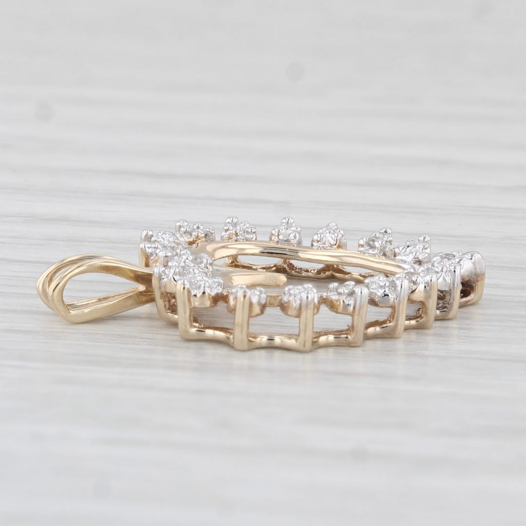 Light Gray Diamond Accented Halo Open Heart Pendant 10k Yellow Gold